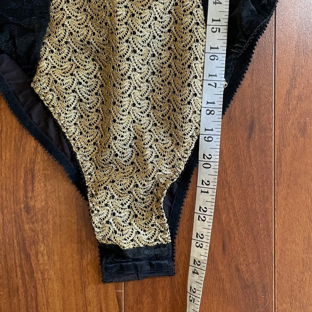 Vintage 90's Frederick's of Hollywood Gold Black Bodysuit USA Made Size M - Picture 10 of 12